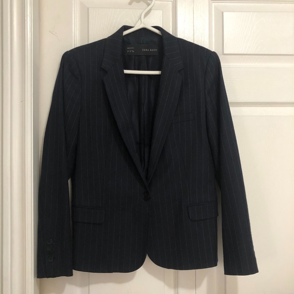 Zara Navy Pinstripe Blazer - Picture 1 of 4